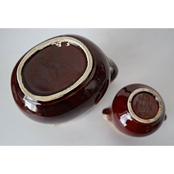 Vintage Pitcher and Creamer McCoy USA Brown Drip Glaze - Picture 7 of 7